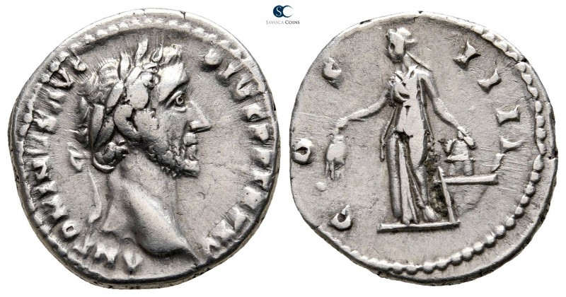 Antoninus Pius AD 138-161. Rome
Denarius AR

18 mm., 3,66 g.

ANTONINVS AVG...