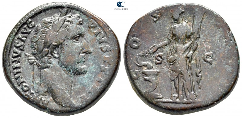 Antoninus Pius AD 138-161. Rome
Sestertius Æ

30 mm., 23,00 g.

ANTONINVS A...