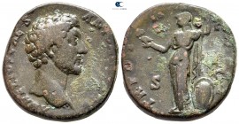 Marcus Aurelius as Caesar AD 139-161. Struck AD 155/6. Rome. Sestertius Æ