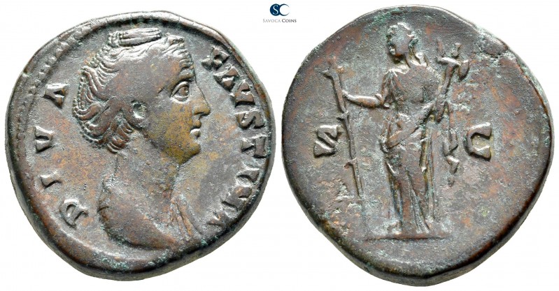 Diva Faustina I Died AD 140-141. Rome
Sestertius Æ

30 mm., 26,29 g.

DIVA ...
