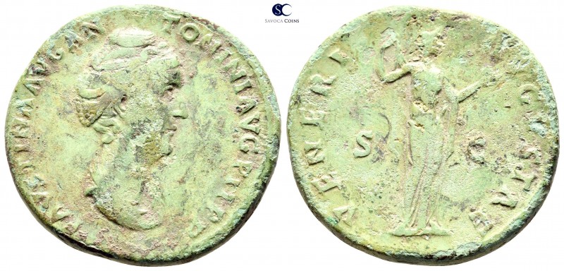 Diva Faustina I AD 140-141. Rome
Sestertius Æ

32 mm., 21,18 g.

FAVSTINA A...