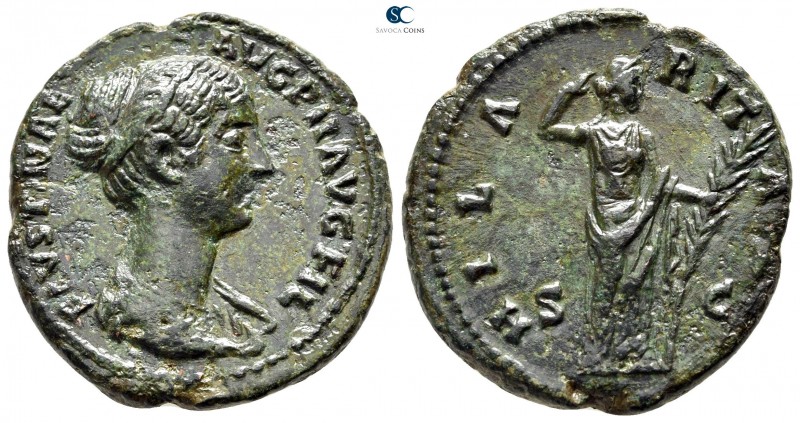 Faustina II AD 147-175. Rome
As Æ

26 mm., 9,27 g.

FAVSTINAE AVG PII AVG F...