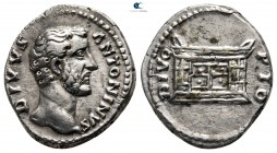 Divus Antoninus Pius Died AD 161. Struck under Marcus Aurelius, AD 162. Rome. Denarius AR