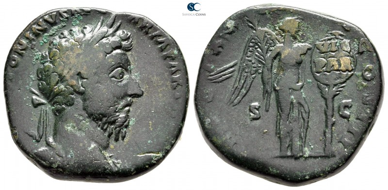 Marcus Aurelius AD 161-180. Rome
Sestertius Æ

29 mm., 20,41 g.

[...]ONINV...