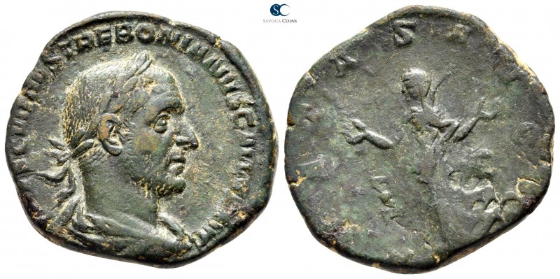 Trebonianus Gallus AD 251-253. Rome
Sestertius Æ

28 mm., 13,67 g.

[IMP CA...