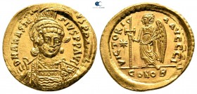 Anastasius I AD 491-518. Struck circa AD 507-518. Constantinople. 10th officina. Solidus AV