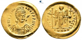 Justinian I AD 527-565. Struck AD 527-537. Constantinople. 10th officina. Solidus AV