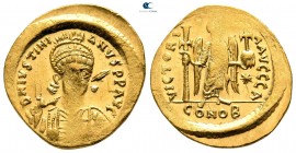 Justinian I AD 527-565. Struck AD 527-538. Constantinople. 1st officina. Solidus AV