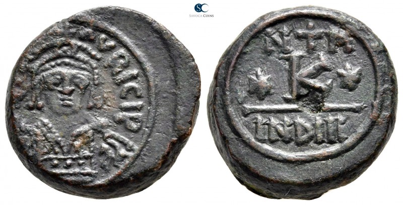 Maurice Tiberius AD 582-602. Carthago
Half follis Æ

19 mm., 9,04 g.

[DN T...
