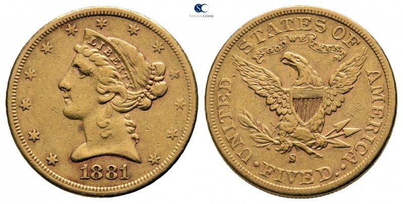 United States of America. San Francisco. AD 1881.
5 Dollars AV

22 mm., 8,33 ...