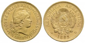 ARGENTINA - Repubblica - 5 Pesos - 1883 - AU Kr. 31 - SPL-FDC
