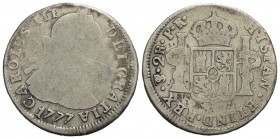 BOLIVIA - Carlo III (1759-1788) - 2 Reali - 1777 PR - AG R Kr. 53 - meglio di MB
