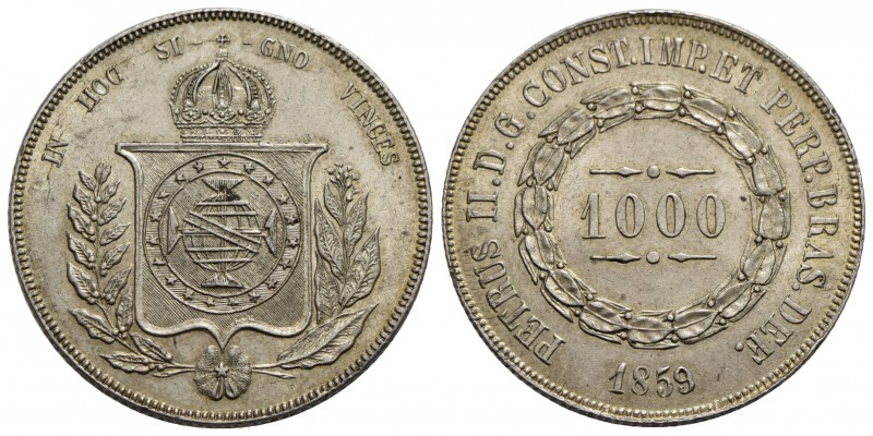 BRASILE - Pedro II (1831-1889) - 1.000 Reis - 1859 - AG Kr. 465 - FDC