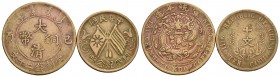 CINA - Impero - 20 Cash - 1907 - CU assieme a 10 cash 1912 - Pulite - Lotto di due monete - BB