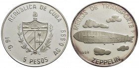 CUBA - Repubblica - 5 Pesos - 1988 - Zeppelin - (AG g. 16,05) R Kr. 220 3000 pezzi coniati - Proof - FDC