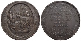FRANCIA - Luigi XVI (1774-1792) - 5 Sols - 1792 - CU Kr. Tn31 Moneta di confiance, fratelli Monneron Colpettini - bel BB