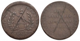 FRANCIA - Luigi XVI (1774-1792) - Gettone - 1792 - Parigi - Triangolo tra ramo di alloro - R/ Scritta su 4 righe Ø: 21 mm. - (CU g. 6,53) VG 363 Croci...