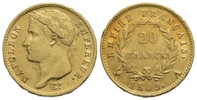 FRANCIA - Napoleone I, Imperatore (1804-1814) - 20 Franchi - 1809 A- Testa laureata - AU Kr. 695.1 - BB-SPL