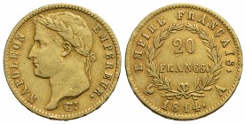 FRANCIA - Napoleone I, Imperatore (1804-1814) - 20 Franchi - 1814 A - Testa laureata - AU R Kr. 695.1 - qSPL