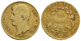 FRANCIA - Napoleone I, Imperatore (1804-1814) - 20 Franchi - AN 12 A - AU R Kr. 661 - BB/BB+