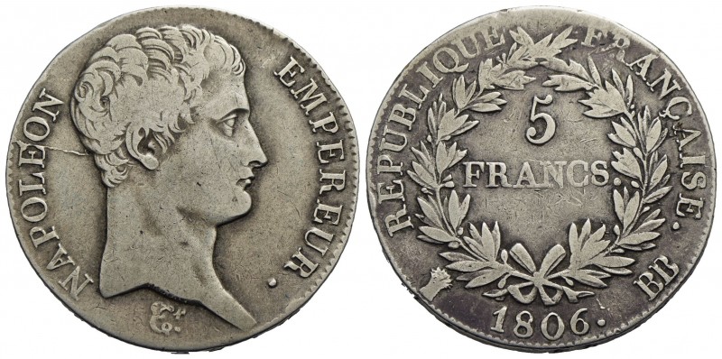 FRANCIA - Napoleone I, Imperatore (1804-1814) - 5 Franchi - 1806 BB - AG Kr. 673...