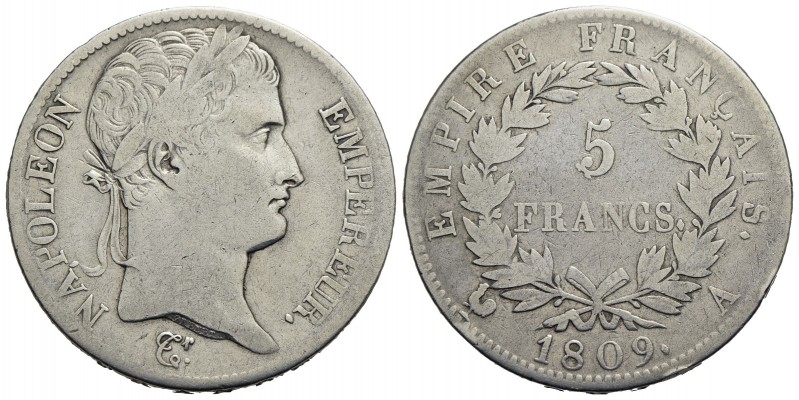 FRANCIA - Napoleone I, Imperatore (1804-1814) - 5 Franchi - 1809 A - AG Kr. 694....