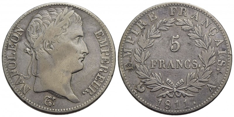 FRANCIA - Napoleone I, Imperatore (1804-1814) - 5 Franchi - 1811 A - AG Kr. 694....