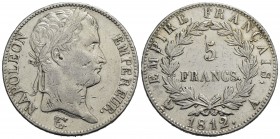 FRANCIA - Napoleone I, Imperatore (1804-1814) - 5 Franchi - 1812 A - AG Kr. 694.1 Segni al D/ - BB+