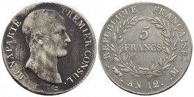 FRANCIA - Napoleone I, Imperatore (1804-1814) - 5 Franchi - AN 12 M - AG Kr. 660.8 - MB/BB