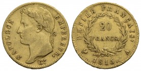 FRANCIA - Napoleone I (Marzo - Giugno 1815) - 20 Franchi - 1815 A - AU R Kr. 705.1 - BB+