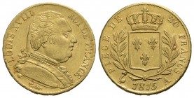 FRANCIA - Luigi XVIII (1814-1824) - 20 Franchi - 1815 A - AU Kr. 706.1 - SPL+