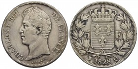 FRANCIA - Carlo X (1824-1830) - 5 Franchi - 1828 Q - AG Kr. 728.11 - BB+