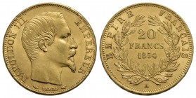 FRANCIA - Napoleone III (1852-1870) - 20 Franchi - 1854 A - Testa nuda - AU Kr. 781.1 - SPL+/FDC