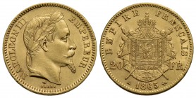 FRANCIA - Napoleone III (1852-1870) - 20 Franchi - 1865 A - Testa laureata - AU Kr. 801.1 - SPL-FDC