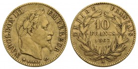 FRANCIA - Napoleone III (1852-1870) - 10 Franchi - 1867 A - Testa laureata - AU Kr. 800.1 - BB