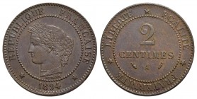 FRANCIA - Terza Repubblica (1870-1940) - 2 Centesimi - 1894 A - CU R Kr. 827.1 150.000 pz.coniati - qFDC
