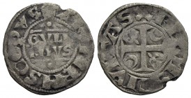 FRANCIA - CHAMPAGNE - Guglielmo di Champagne (arcivescovo di Reims) (1176-1202) - Denaro - Scritta su due righe - R/ Croce accantonata da gigli e mezz...