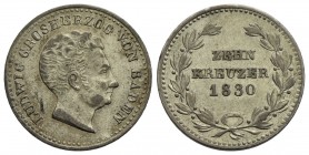 GERMANIA - BADEN - Ludwig I (1818-1830) - 10 Kreuzer - 1830 - AG Kr. 192 - qFDC