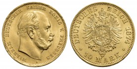 GERMANIA - PRUSSIA - Guglielmo I (1861-1888) - 10 Marchi - 1874 A - AU Kr. 504 - FDC