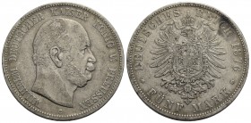 GERMANIA - PRUSSIA - Guglielmo I (1861-1888) - 5 Marchi - 1876 C - AG RR Kr. 503.1 - BB+