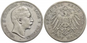 GERMANIA - PRUSSIA - Guglielmo II (1888-1918) - 5 Marchi - 1898 - AG Kr. 523 - BB