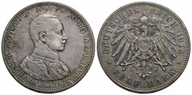 GERMANIA - PRUSSIA - Guglielmo II (1888-1918) - 5 Marchi - 1913 A - AG Kr. 536 - qSPL/SPL