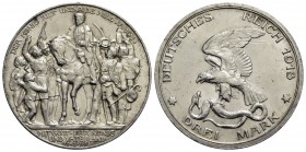 GERMANIA - PRUSSIA - Guglielmo II (1888-1918) - 3 Marchi - 1913 A - 100 anni dalla sconfitta di Napoleone - AG Kr. 534 Segnetti - SPL-FDC