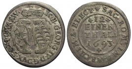 GERMANIA - SASSONIA - Friedrich August I (1694-1733) - 1/12 di tallero - 1693 - AG Kr. 638 - BB+