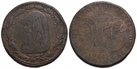 GRAN BRETAGNA - Giorgio III (1760-1820) - Penny - 1788 - Gettone del Galles - Testa di Druido incappucciato entro corona di quercia - R/ Monogramma PM...