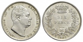 GRAN BRETAGNA - Guglielmo IV (1830-1837) - 6 Pence - 1831 - AG Kr. 712 Eccezionale coi fondi brillanti - FDC