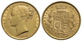 GRAN BRETAGNA - Vittoria (1837-1901) - Sterlina - 1872 - Stemma - AU Kr. 736.2 Con numero sotto lo stemma - qFDC