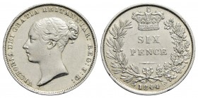 GRAN BRETAGNA - Vittoria (1837-1901) - 6 Pence - 1844 - AG Kr. 733.1 Segnetti - SPL/SPL+