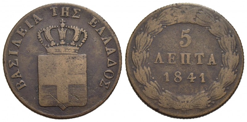 GRECIA - Otto (1832-1862) - 5 Lepta - 1841 - CU Kr. 16 - BB