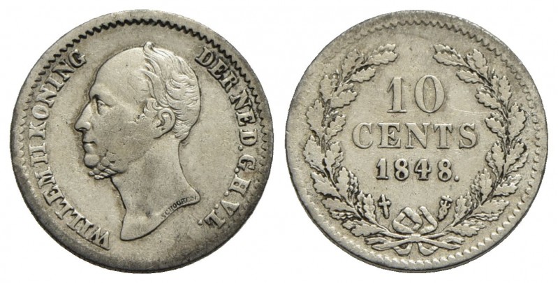 OLANDA - Guglielmo II (1840-1849) - 10 Centesimi - 1848 - AG R Kr. 75 - bel BB